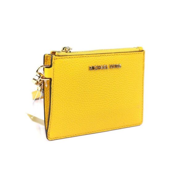 NWT Michael Kors Jet Set Pebble Leather ID Card Coin Wallet Purse Sun - Picture 2 of 9